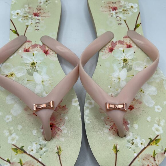 Ted Baker London Floral Flip Flops - Size 9/10 - Picture 3 of 8